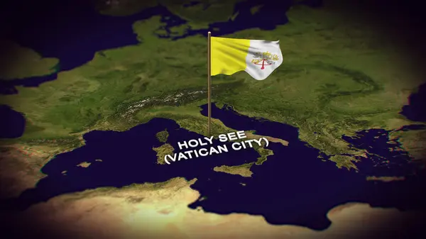 Dünya Haritasında Kutsal Bakış Bayrağı 3D animasyonlu Kutsal Bakış Haritası