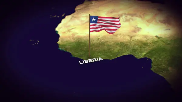 Dünya Haritasında Liberya Bayrağı, 3D animasyonlu Liberya haritası