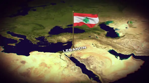 Dünya Haritasında Lübnan Bayrağı, Lübnan haritasında 3D bayrak animasyonu