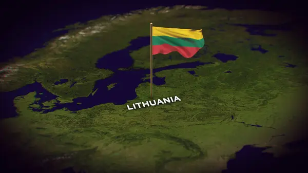 Dünya Haritasında Litvanya Bayrağı, Litvanya haritasında 3D bayrak animasyonu