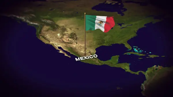Dünya Haritasında Meksika Bayrağı 3D animasyonlu Meksika haritası