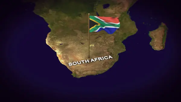 Dünya Haritasında Güney Afrika Bayrağı, 3D animasyonlu Güney Afrika haritası