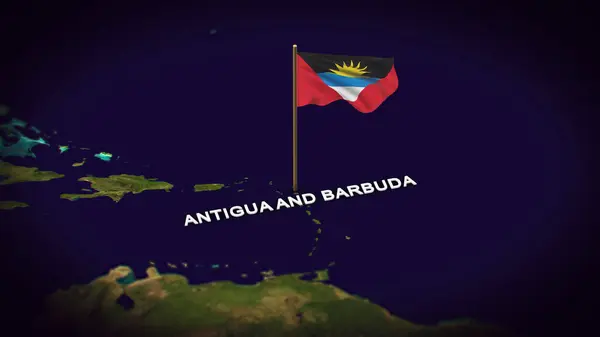 Antigua ve Barbuda bayrağı dünya haritasında, Antigua ve Barbuda haritasında 3d animasyon bayrağıyla