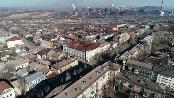 Mariupol Panorama Miasta Stal Azowska Morze Fabryki Pracują Palą Lutego — Wideo stockowe