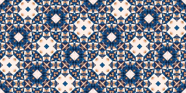 Seamless Coastal Geometrical Floral Mosaic Effect Banner Ornamental Arabesque Summer — Stockfoto