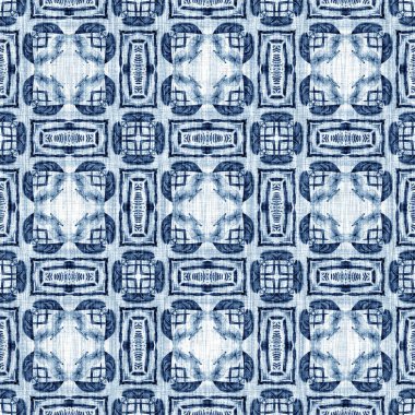 Çivit boyası, sahil temizliği, Damask yorganı, kusursuz desen. Dip Boyalı Görüntü efekti Deniz ve Deniz Mavisi İç Tekstil Arkaplanlarında keten desenli döşeme efekti