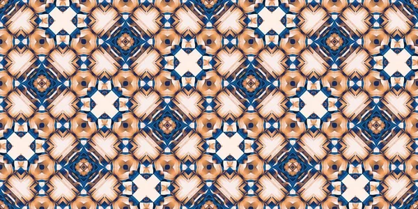 Seamless Coastal Geometrical Floral Mosaic Effect Banner Ornamental Arabesque Summer — Fotografia de Stock