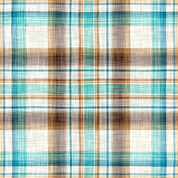 Seamless Sailor Flannel Textile Gingham Repeat Swatch Teal Rustic Coastal — Stock Photo, Image