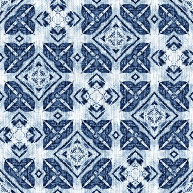 Çivit boyası, sahil temizliği, Damask yorganı, kusursuz desen. Dip Boyalı Görüntü efekti Deniz ve Deniz Mavisi İç Tekstil Arkaplanlarında keten desenli döşeme efekti