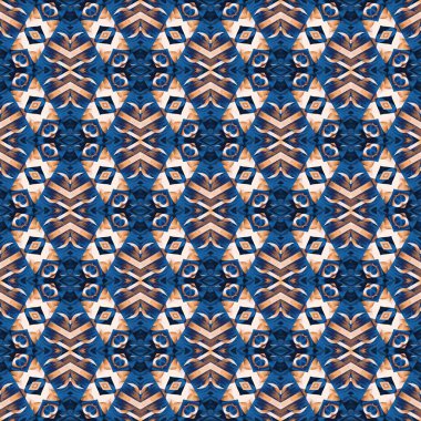 Seamless coastal blur painterly geometric mosaic effect. Patchwork blur masculine all over summer fashion damask repeat,Indigo Blue white watercolor batik azulejos tile background.
