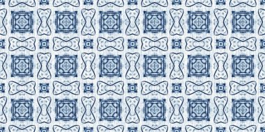 Yıkanmış geometrik çukur boyalı bulanık efekt kenarı. Denizcilik ve deniz mavisi, maskülen, keten desenli sonsuz bant arka plan. İndigo boyası, yıkama, deniz mavisi, dikişsiz sınır deseni.. 