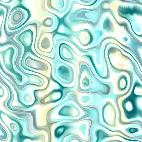 Washed Teal Wavy Blur Melange Seamless Pattern Aquarelle Effect Boho —  Fotos de Stock
