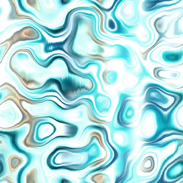 Washed Teal Wavy Blur Melange Seamless Pattern Aquarelle Effect Boho — Stockfoto
