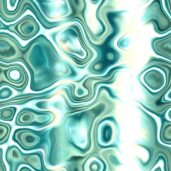 Washed Teal Wavy Blur Melange Seamless Pattern Aquarelle Effect Boho — 图库照片