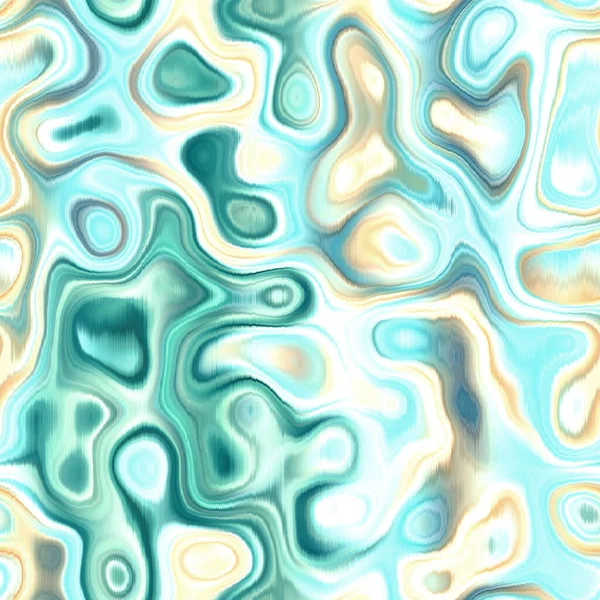 Washed Teal Wavy Blur Melange Seamless Pattern Aquarelle Effect Boho — Stock Photo, Image