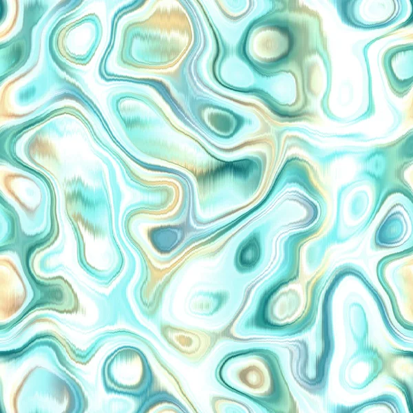 Washed Teal Wavy Blur Melange Seamless Pattern Aquarelle Effect Boho — Stock Fotó