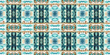  Modern nantucket summer printed edging time fabric. Banner ribbon in seamless repeat.Teal beach house border in coastal style patchwork pattern.
