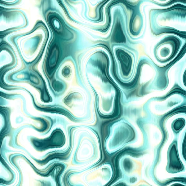 Washed Teal Wavy Blur Melange Seamless Pattern Aquarelle Effect Boho — 图库照片