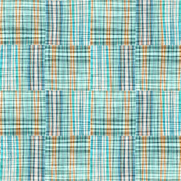 Seamless Sailor Flannel Textile Gingham Repeat Swatch Teal Rustic Coastal — Stock Fotó