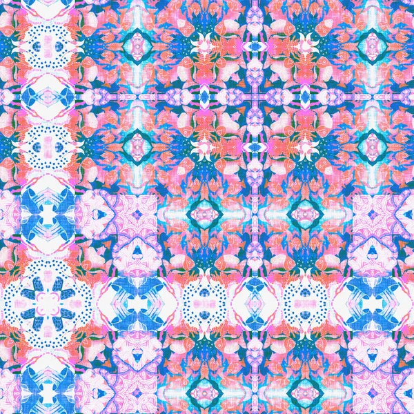 Bezešvé Pobřežní Rozmazané Prádlo Efekt Geometrické Mozaiky Boho Patchwork Námořní — Stock fotografie