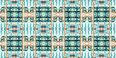  Modern nantucket summer printed edging time fabric. Banner ribbon in seamless repeat.Teal beach house border in coastal style patchwork pattern.