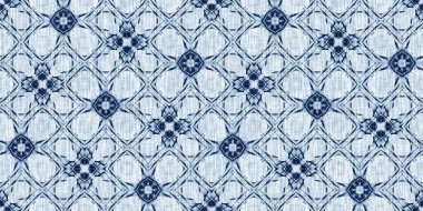 Yıkanmış geometrik çukur boyalı bulanık efekt kenarı. Denizcilik ve deniz mavisi, maskülen, keten desenli sonsuz bant arka plan. İndigo boyası, yıkama, deniz mavisi, dikişsiz sınır deseni.. 