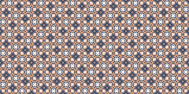  Seamless coastal geometrical floral mosaic effect banner. Ornamental blur bleed arabesque summer fashion repeat edge trim.Blue white watercolor azulejo tile border background.