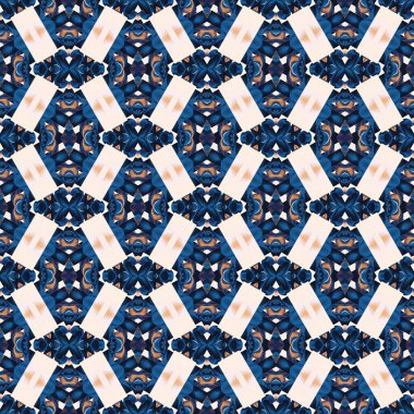 Seamless coastal blur painterly geometric mosaic effect. Patchwork blur masculine all over summer fashion damask repeat,Indigo Blue white watercolor batik azulejos tile background.