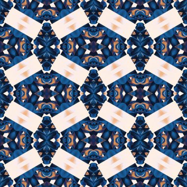  Seamless coastal blur painterly geometric mosaic effect. Patchwork blur masculine all over summer fashion damask repeat,Indigo Blue white watercolor batik azulejos tile background.