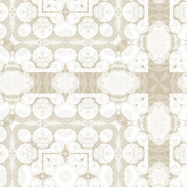 Kusursuz sahil bulanık krem bez efekti geometrik mozaik etki. Sahil evi tarzı kumaş tekrarı. Ecru doğal keten etkisi. Sahil coğrafi arka plan.