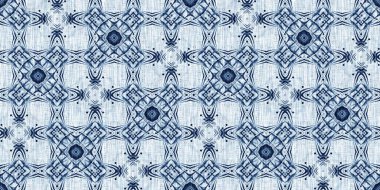 Yıkanmış geometrik çukur boyalı bulanık efekt kenarı. Denizcilik ve deniz mavisi, maskülen, keten desenli sonsuz bant arka plan. İndigo boyası, yıkama, deniz mavisi, dikişsiz sınır deseni.. 