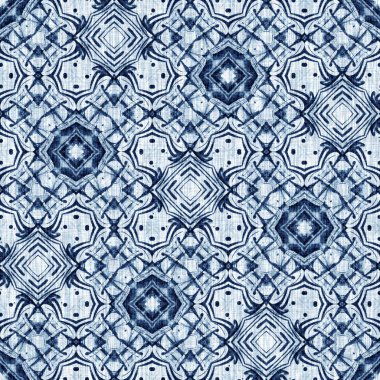 Çivit boyası, sahil temizliği, Damask yorganı, kusursuz desen. Dip Boyalı Görüntü efekti Deniz ve Deniz Mavisi İç Tekstil Arkaplanlarında keten desenli döşeme efekti