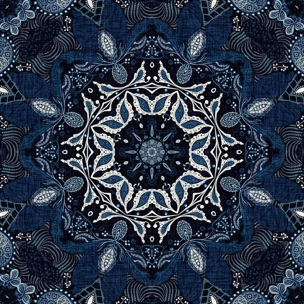 Bezešvé Boho Džínové Modré Provedení Módní Maskulinní Tapety Retro Indigo — Stock fotografie