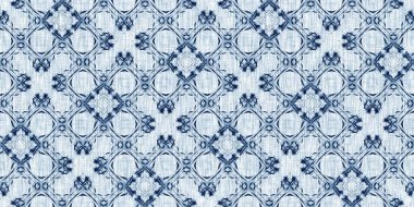 Yıkanmış geometrik çukur boyalı bulanık efekt kenarı. Denizcilik ve deniz mavisi, maskülen, keten desenli sonsuz bant arka plan. İndigo boyası, yıkama, deniz mavisi, dikişsiz sınır deseni.. 