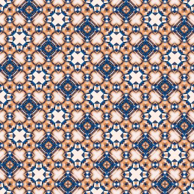  Seamless coastal blur painterly geometric mosaic effect. Patchwork blur masculine all over summer fashion damask repeat,Indigo Blue white watercolor batik azulejos tile background.