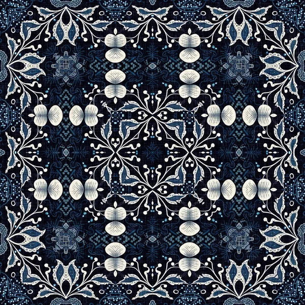 Bezešvé Boho Džínové Modré Provedení Módní Maskulinní Tapety Retro Indigo — Stock fotografie