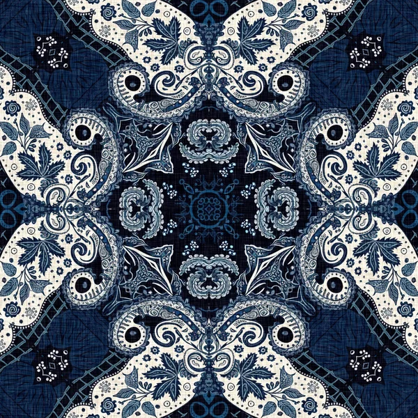 Безшовний Бохо Джинсовий Синій Дизайн Модний Чоловічий Настінний Папір Ретро — стокове фото