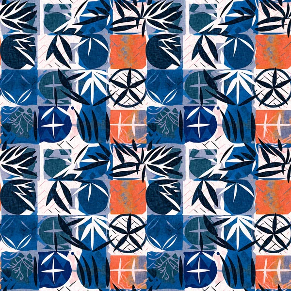 Seamless Trendy Repeat Background Fun Modern Coastal Pattern Clash Fabric — Stock Photo, Image