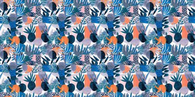  Kusursuz trend tekrarlayan kenar arka planı. Eğlenceli kıyı desenleri yaz aylarında pamuk efektli tekstil tasarımları için kumaş kumaş kenar baskısı.