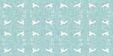 Boho Patchwork denizcilik, erkeksi yaz kurdele kesimi. Aqua teal blue vibrant suluboya batik azulejos fayans sınır kapağı arka planı. Kusursuz sahil bulanık keten efekti geometrik mozaik etkisi. 