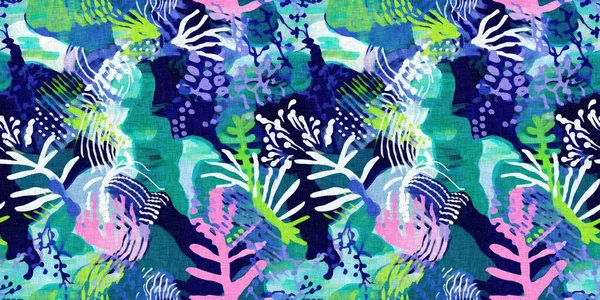 바다없는 켈프와 해초의 가장자리가 모양의 가장자리로 여름의 디자인을 산호초 인쇄와 — 스톡 사진