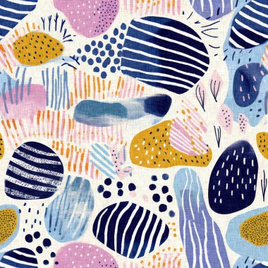 Tropik modern plaj taşları kıyı desenleri yaz tekstil tasarımları için taze keten pamuk efektli kumaş desenleri. Kusursuz trend çakıl taşı yinelenen arka plan