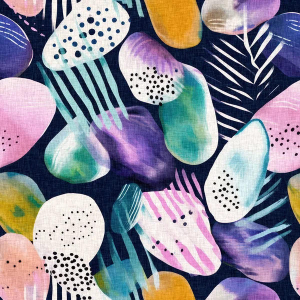 Tropical Modern Beach Stones Coastal Pattern Clash Fabric Print Summer — Stock fotografie