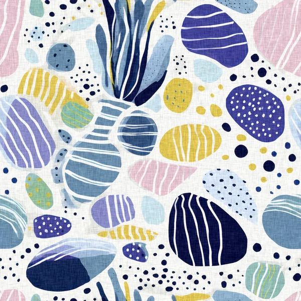 Tropical Modern Beach Stones Coastal Pattern Clash Fabric Print Summer — Stock fotografie