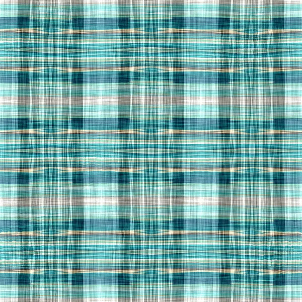 Seamless Sailor Flannel Textile Gingham Repeat Swatch Teal Rustic Coastal — Stock fotografie