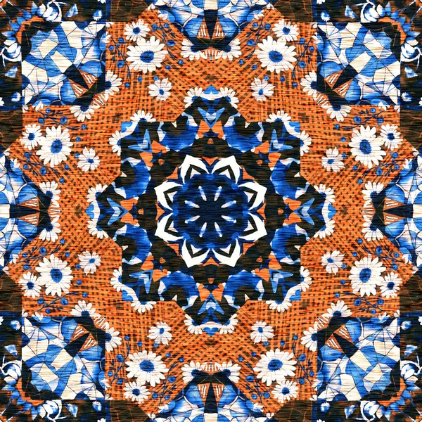 Płynny Przybrzeżny Efekt Rozmycia Bielizny Geometryczny Efekt Mozaiki Boho Patchwork — Zdjęcie stockowe