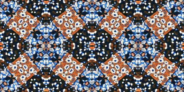 Απρόσκοπτη Παράκτια Θαμπάδα Λινό Εφέ Γεωμετρικό Ψηφιδωτό Effect Boho Patchwork — Φωτογραφία Αρχείου