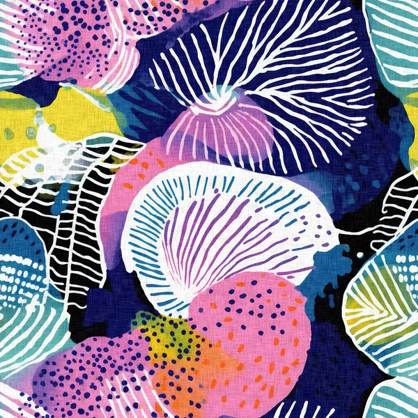 Tropisch Moderne Muschelmuster Der Küste Kollidieren Mit Korallenriff Print Für — Stockfoto