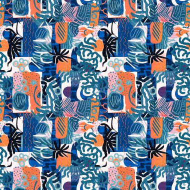 Kusursuz modayı tekrarlayan arka plan. Eğlenceli modern kıyı desenleri yaz tekstil tasarımları için keten pamuk efektli kumaş baskıları.. 