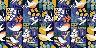 Kusursuz modayı tekrarlayan kenar süsleme pankartı arka planı. Modern eğlence desenleri, yaz aylarında pamuk efektli tekstil tasarımları için kumaş kenar baskısı.. 